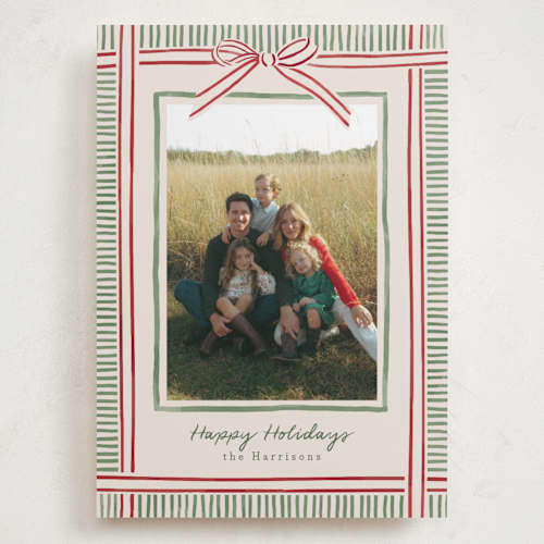 This is a moss holiday photo cards with standard by Chris Griffith called holiday wrap printing on recycled smooth signature in grand