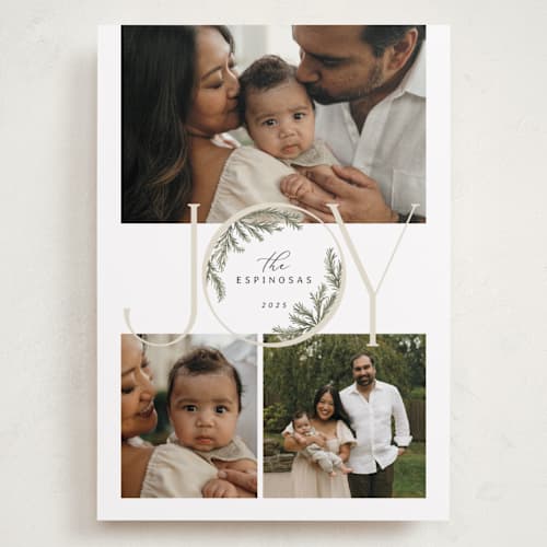 This is a moss holiday photo cards with standard by Paula Pecevich called inner pine wreath printing on recycled smooth signature in grand