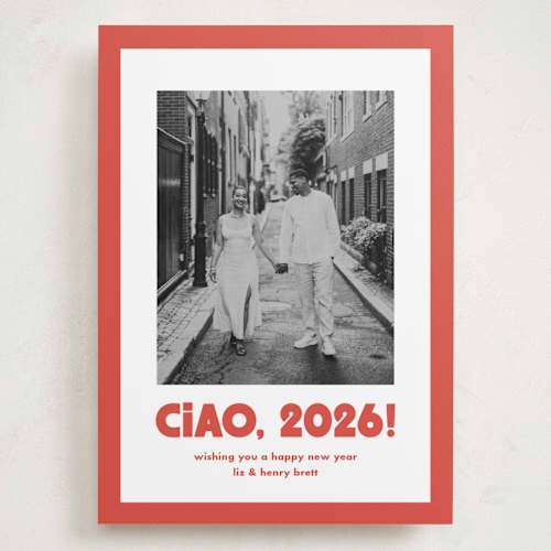 This is a tomato holiday photo cards with standard by Megan Davis called trattoria printing on recycled smooth signature in grand