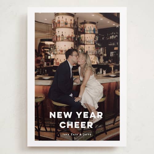 This is a opal holiday photo cards with standard by Benita Crandall called new year love printing on recycled smooth signature in grand