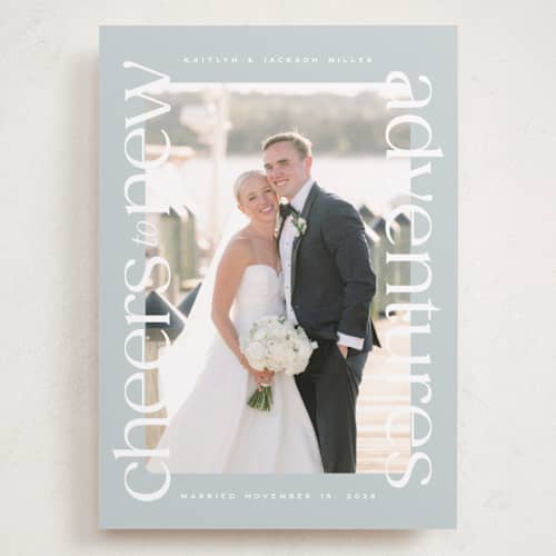 This is a ice holiday photo cards with standard by Owl and Toad called cheers to new printing on recycled smooth signature in grand
