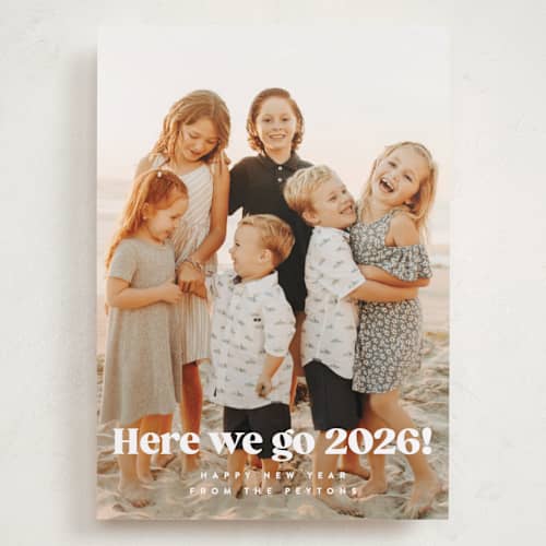 This is a snow holiday photo cards with standard by Kristie Kern called here we go! printing on recycled smooth signature in grand
