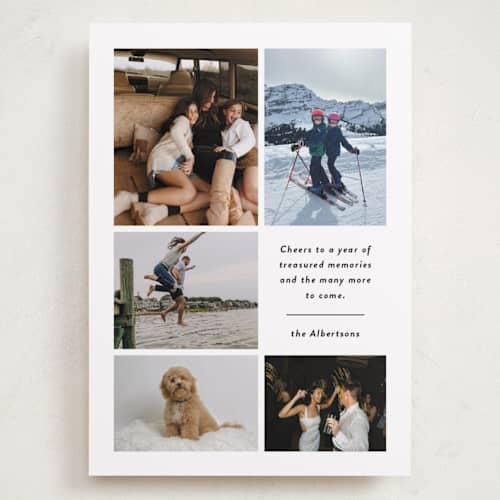 This is a snow holiday photo cards with standard by Angela Garrick called treasured memories printing on recycled smooth signature in grand