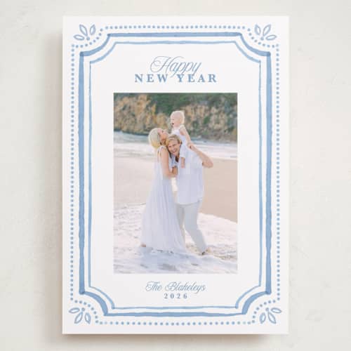 This is a blue jay holiday photo cards with standard by Melanie Kosuge called fine frame printing on recycled smooth signature in grand