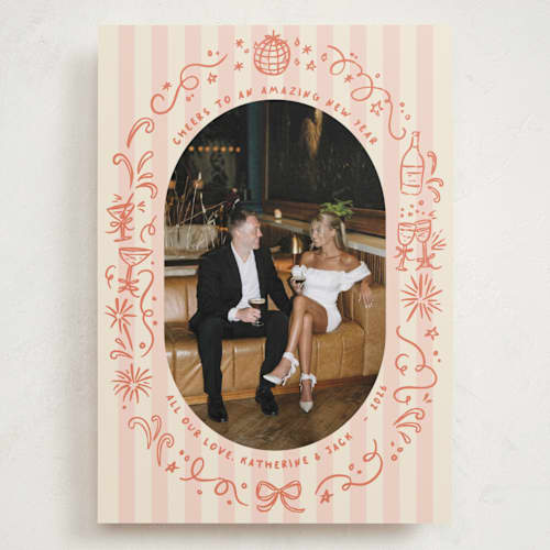 This is a poppy holiday photo cards with standard by Creo Study called doodled cheers printing on recycled smooth signature in grand