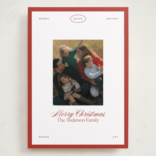 This is a candy cane holiday photo cards with standard by Ellen Schlegelmilch called newsie printing on recycled smooth signature in grand