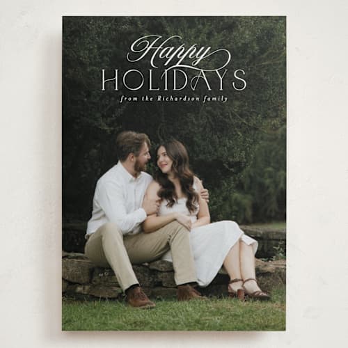 This is a snow holiday photo cards with standard by Deynaaz Daraei called ashby printing on recycled smooth signature in grand
