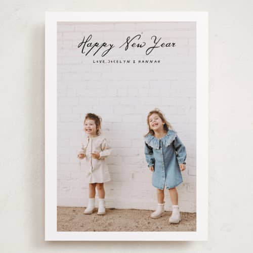 This is a onyx holiday photo cards with standard by Benita Crandall called vintage joy printing on recycled smooth signature in grand