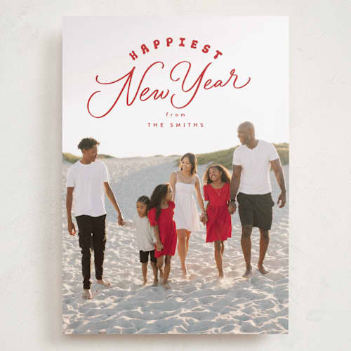 This is a candied apple holiday photo cards with standard by Everett Paper Goods called paisley printing on recycled smooth signature in grand