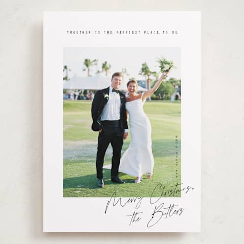 This is a snow holiday photo cards with standard by Orasie called merriest together printing on recycled smooth signature in grand