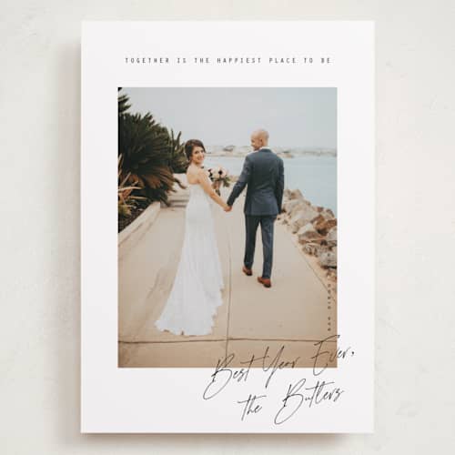 This is a snow holiday photo cards with standard by Orasie called merriest together printing on recycled smooth signature in grand