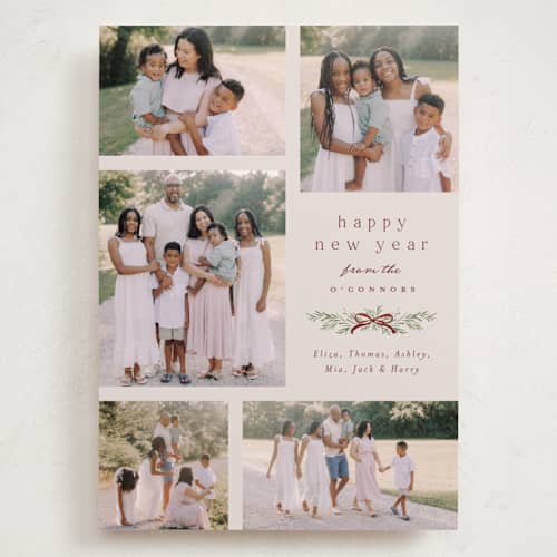 This is a ruby holiday photo cards with standard by Everett Paper Goods called multi swag printing on recycled smooth signature in grand
