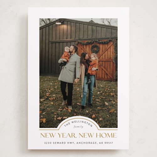 This is a caramel holiday photo cards with standard by Iveta Angelova called new home printing on recycled smooth signature in grand