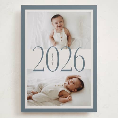This is a denim holiday photo cards with standard by Brianne Larsen called bordered year printing on recycled smooth signature in grand