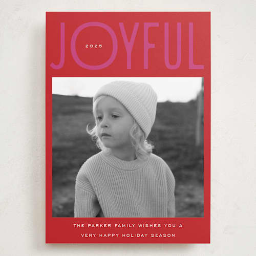 This is a berry holiday photo cards with standard by Nazia Hyder called fun & bold type printing on recycled smooth signature in grand
