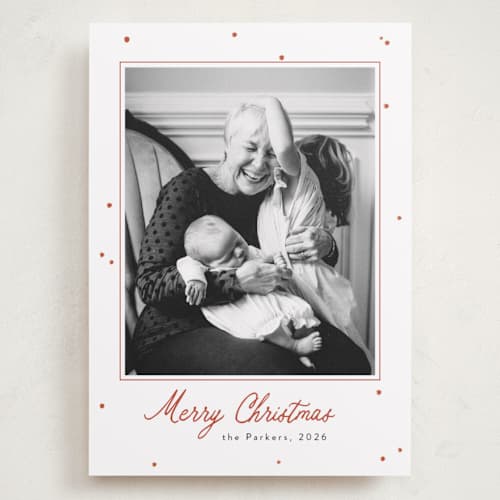 This is a cranberry holiday photo cards with standard by Lottie Aldarwish called frosted berries printing on recycled smooth signature in grand