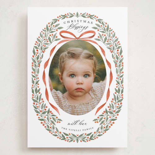 This is a cinnabar holiday photo cards with standard by Tracey Khalei called shiloh printing on recycled smooth signature in grand