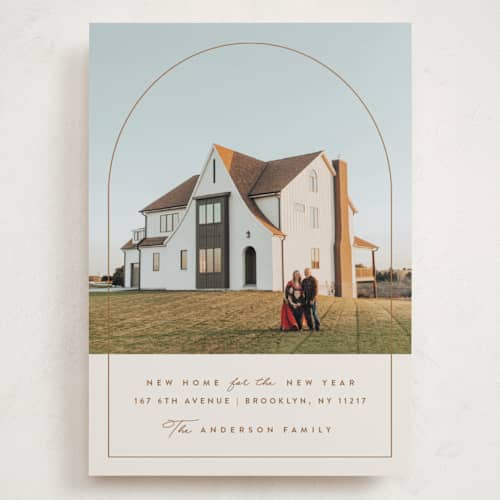 This is a gingerbread holiday photo cards with standard by Julie Murray called home sweet home printing on recycled smooth signature in grand