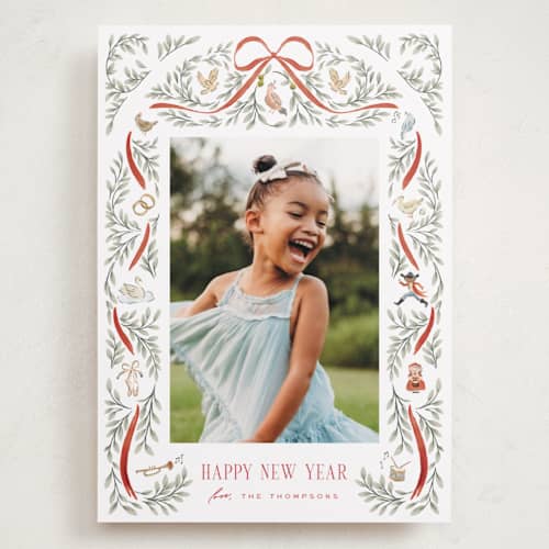 This is a santa suit holiday photo cards with standard by Leah Bisch called twelve days printing on recycled smooth signature in grand