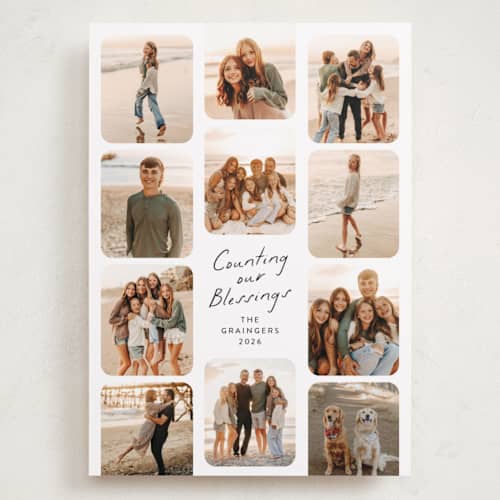 This is a snow holiday photo cards with standard by Lindsay Megahed called so many blessings printing on recycled smooth signature in grand