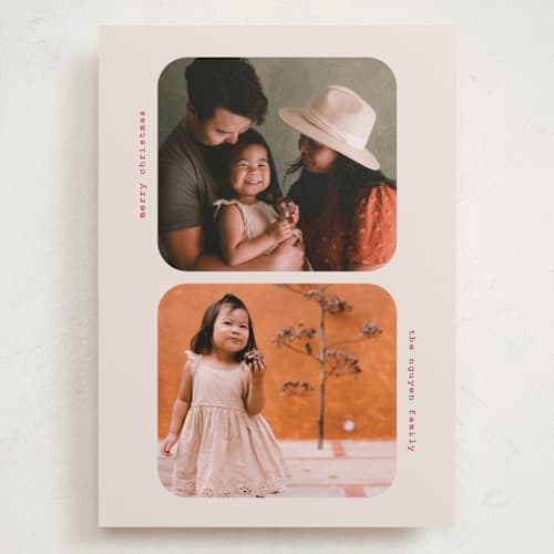 This is a cream holiday photo cards with standard by Ilene Guy called little greetings printing on recycled smooth signature in grand