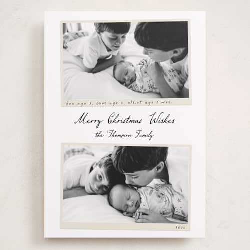 This is a coal holiday photo cards with standard by Ashlee Townsend called vintage snapshots printing on recycled smooth signature in grand