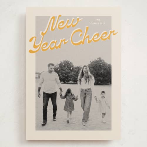 This is a butterscotch holiday photo cards with standard by Ekko Studio called nostalgia printing on recycled smooth signature in grand