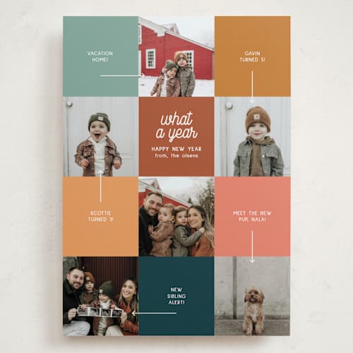 This is a retro holiday photo cards with standard by elithing called year in review printing on recycled smooth signature in grand