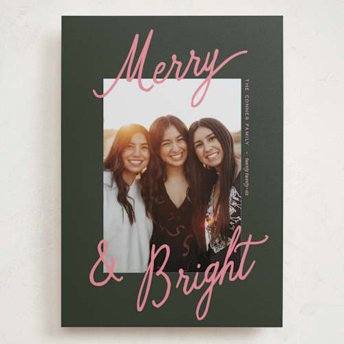 This is a mistletoe holiday photo cards with standard by Pixel and Hank called jottings printing on recycled smooth signature in grand