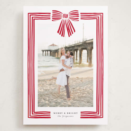 This is a snow holiday photo cards with standard by Iveta Angelova called ribbon framed printing on recycled smooth signature in grand