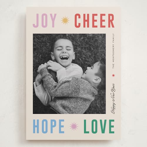 This is a sparkler holiday photo cards with standard by Pixel and Hank called peace poster printing on recycled smooth signature in grand