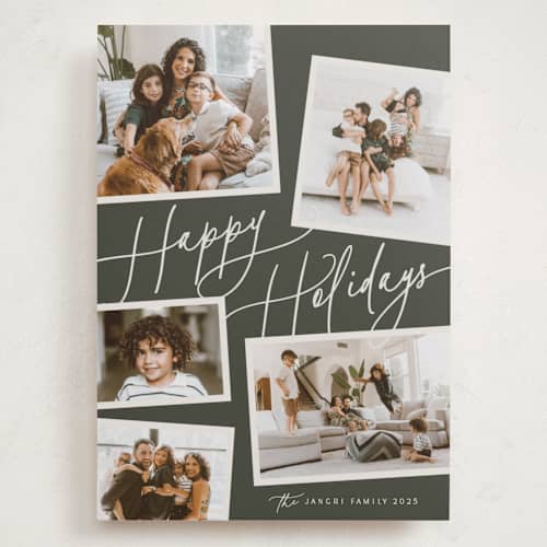 This is a fir holiday photo cards with standard by Melanie Severin called collage scatter printing on recycled smooth signature in grand