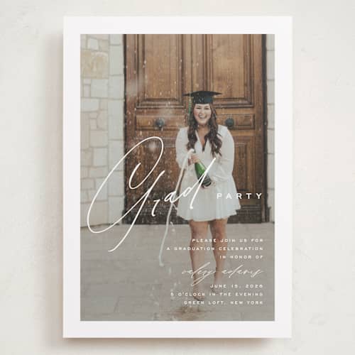 This is a paper graduation invitations with standard by Yuliya Evseeva called party time printing on recycled smooth signature in grand