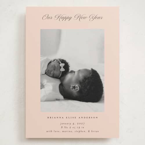 This is a cotton candy babys first christmas with standard by Jennifer Holbrook called our happy new year printing on signature in grand