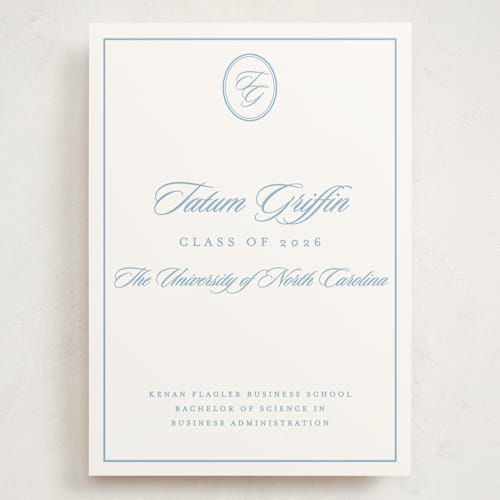 This is a capri graduation announcements with standard by Creo Study called scripted printing on signature in grand