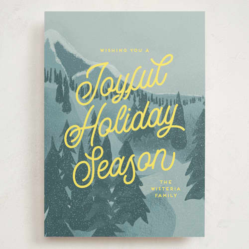 This is a glacier holiday photo cards with standard by Kaydi Bishop called first mountain snow printing on signature in grand