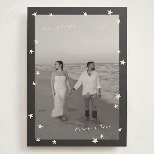 This is a coal holiday photo cards with standard by Lisa McLean called shine bright printing on signature in grand