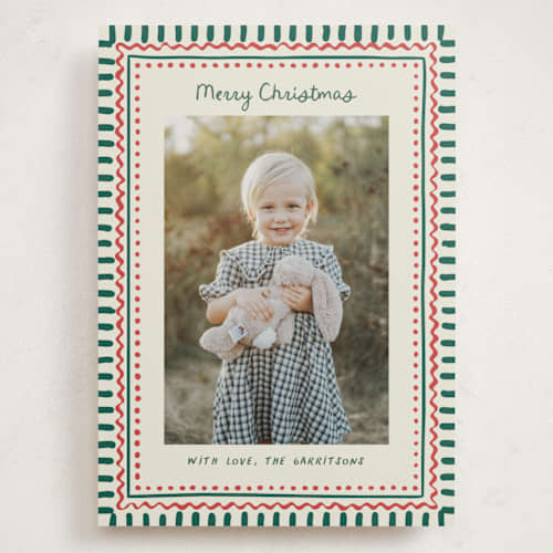 This is a forest holiday photo cards with standard by Chris Griffith called holiday dots printing on signature in grand