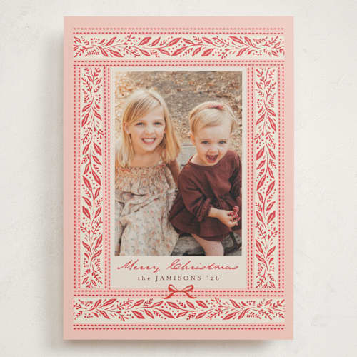 This is a rose holiday photo cards with standard by Karidy Walker called artisanal frame printing on signature in grand