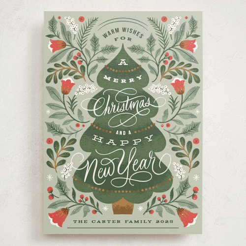 This is a leaf holiday photo cards with standard by Kristen Smith called ornate tree printing on signature in grand