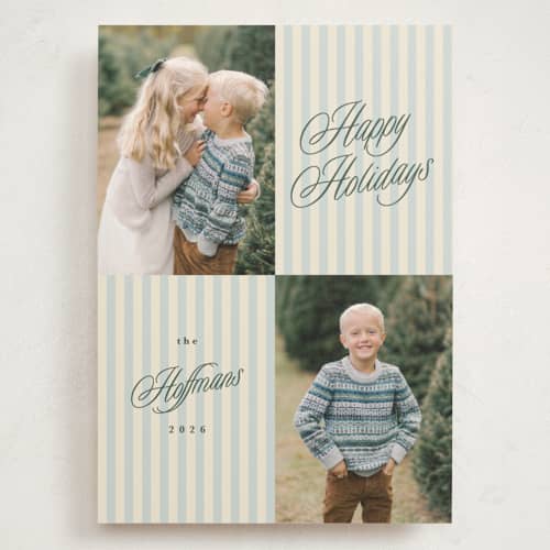 This is a boxwood holiday photo cards with standard by Kristie Kern called palmetto printing on signature in grand