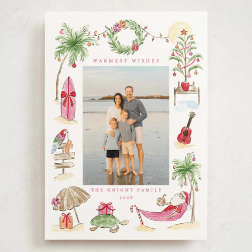 This is a hibiscus holiday photo cards with standard by Sarah Knight called ohana printing on signature in grand