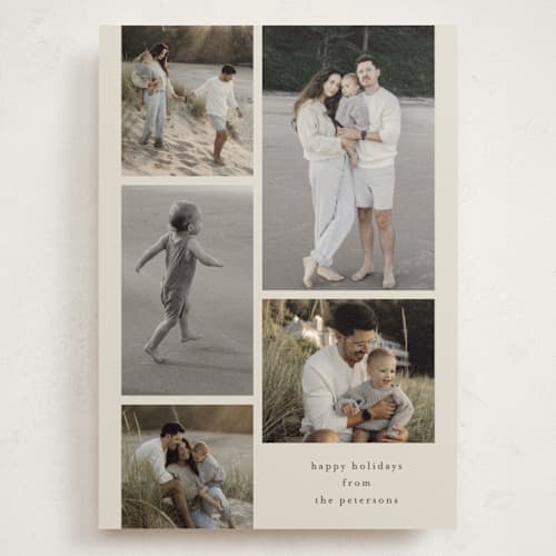 This is a vanilla holiday photo cards with standard by Stacey Meacham called minimal filmstrip printing on signature in grand