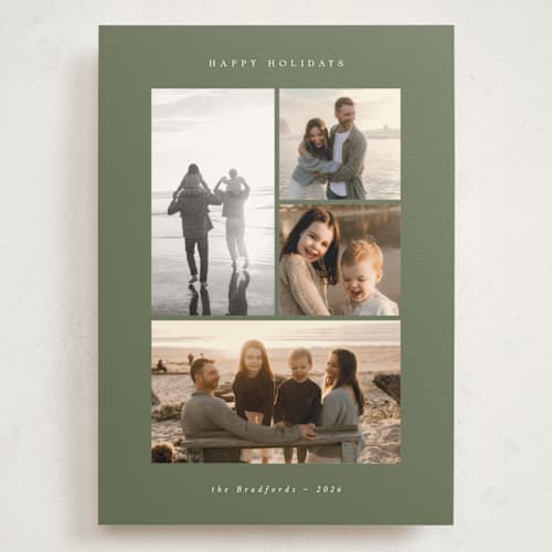 This is a wreath holiday photo cards with standard by Emily Sabol Goss called quartet printing on signature in grand