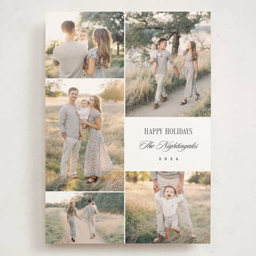 This is a coal holiday photo cards with standard by Kelly Schmidt called minimal five printing on signature in grand