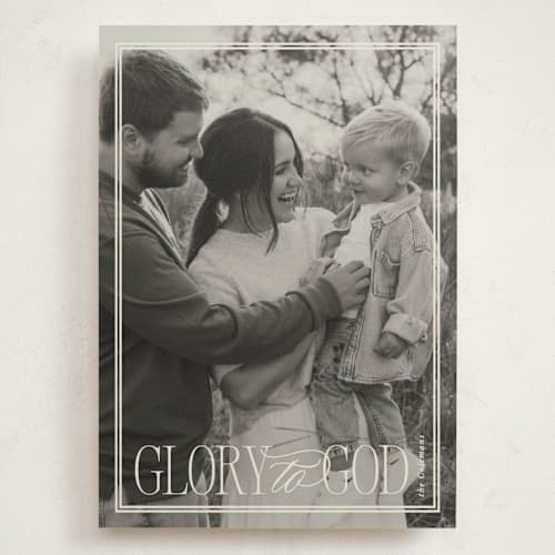 This is a eggnog holiday photo cards with standard by Brianne Larsen called glory to god border printing on signature in grand