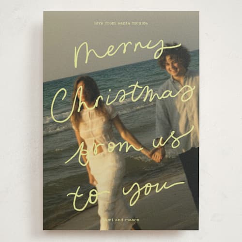 This is a citrus holiday photo cards with standard by Abbigail Lim called postcard from us printing on signature in grand
