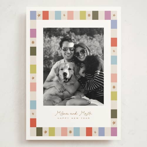 This is a gumdrop holiday photo cards with standard by Tamara Hilje called starry tokens printing on signature in grand