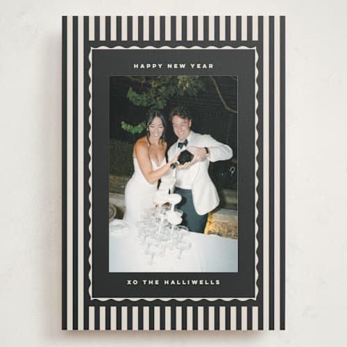 This is a midnight holiday photo cards with standard by Kristie Kern called portofino printing on signature in grand