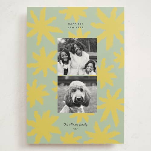 This is a lemon holiday photo cards with standard by Carrie Moradi called starryworks printing on signature in grand
